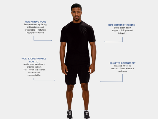 Men's Merino Wool Sports T-shirt - Black-2