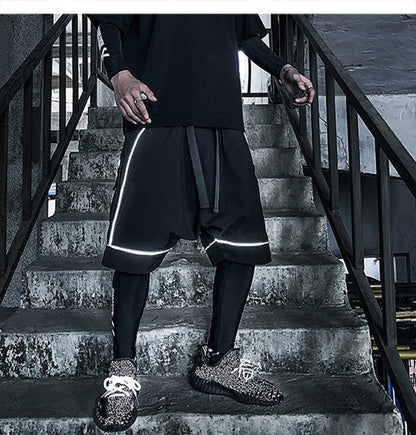 Reflective Hip Hop Shorts Mens  Summer Tactical Knee Length Male Short Pants Joggers Streetwear Cargo Shorts-2